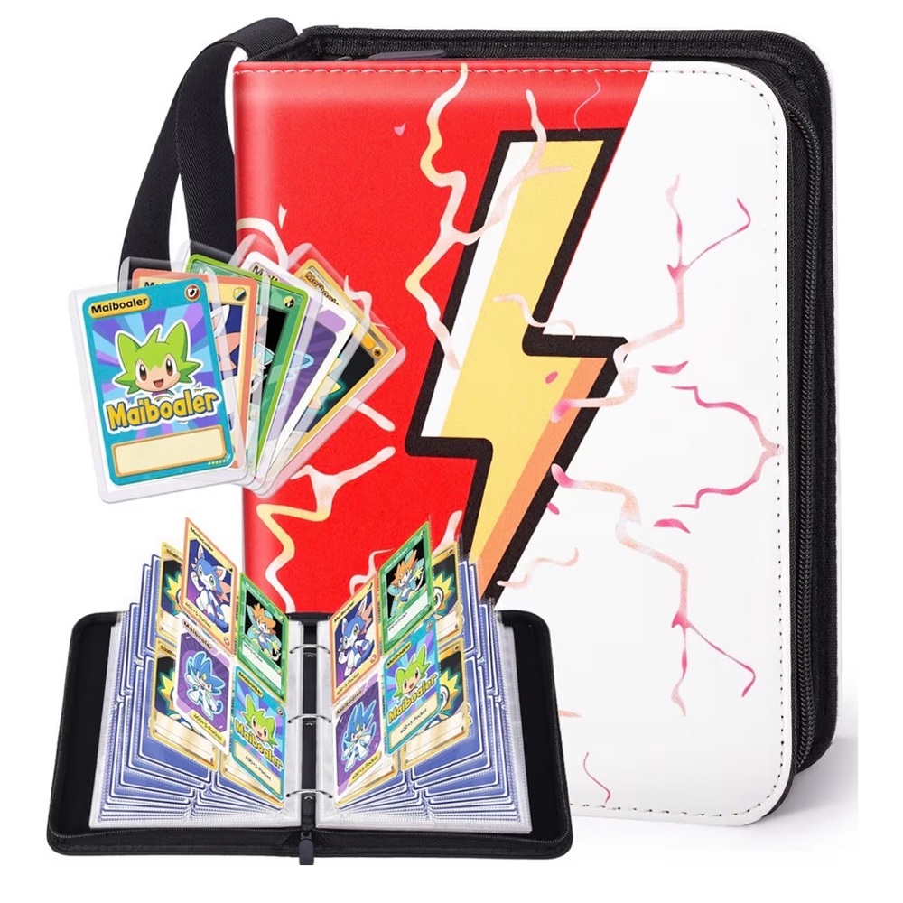 Pokémon Card 3 O-Ring Binder 4 Pocket Zipper | Lightening Bolt
